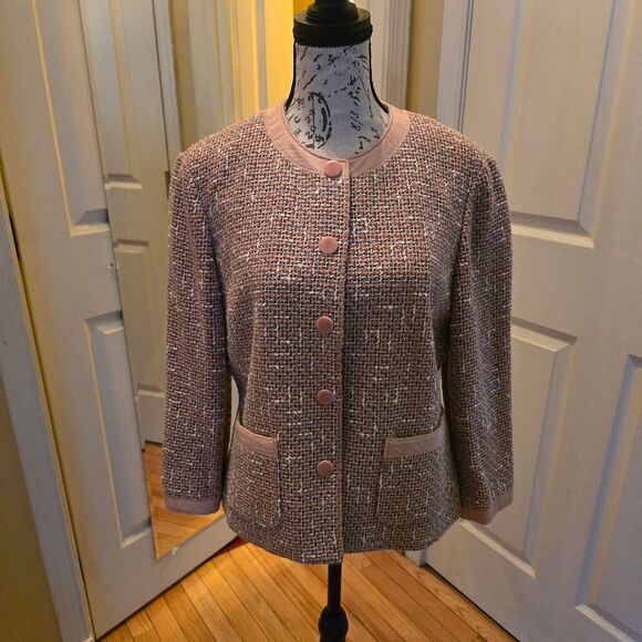 NINE WEST PINK/GRAY TWEED JACKET - Picture 2 of 10